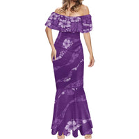 Aloha Hawaii Floral Tapa Mermaid Dress Patchwork Violet - Polynesian Pride
