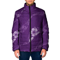 Aloha Hawaii Floral Tapa Padded Jacket Patchwork Violet - Polynesian Pride