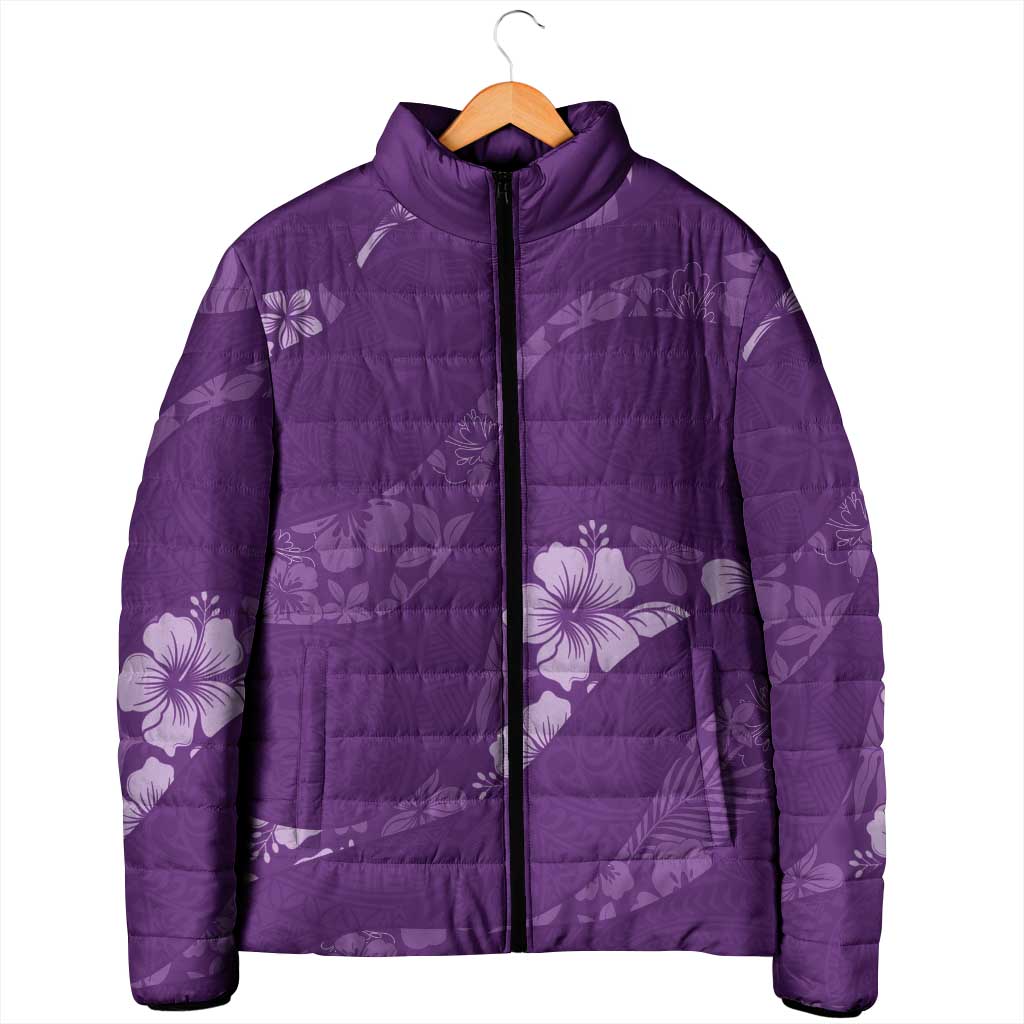 Aloha Hawaii Floral Tapa Padded Jacket Patchwork Violet - Polynesian Pride