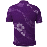 Aloha Hawaii Floral Tapa Polo Shirt Patchwork Violet - Polynesian Pride