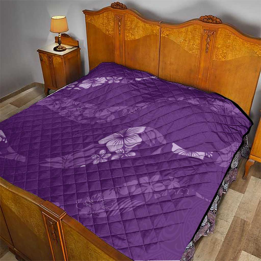 Aloha Hawaii Floral Tapa Quilt Patchwork Violet - Polynesian Pride