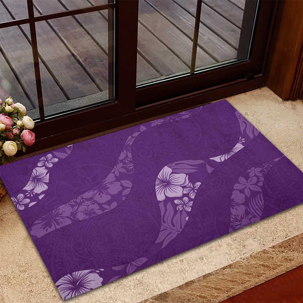 Aloha Hawaii Floral Tapa Rubber Doormat Patchwork Violet - Polynesian Pride