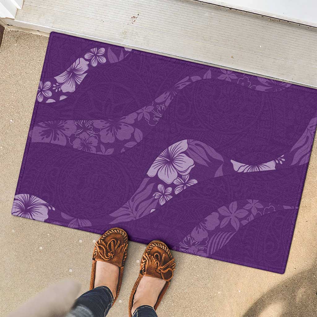 Aloha Hawaii Floral Tapa Rubber Doormat Patchwork Violet - Polynesian Pride
