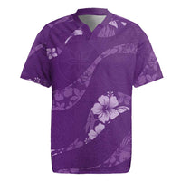 Aloha Hawaii Floral Tapa Rugby Jersey Patchwork Violet - Polynesian Pride