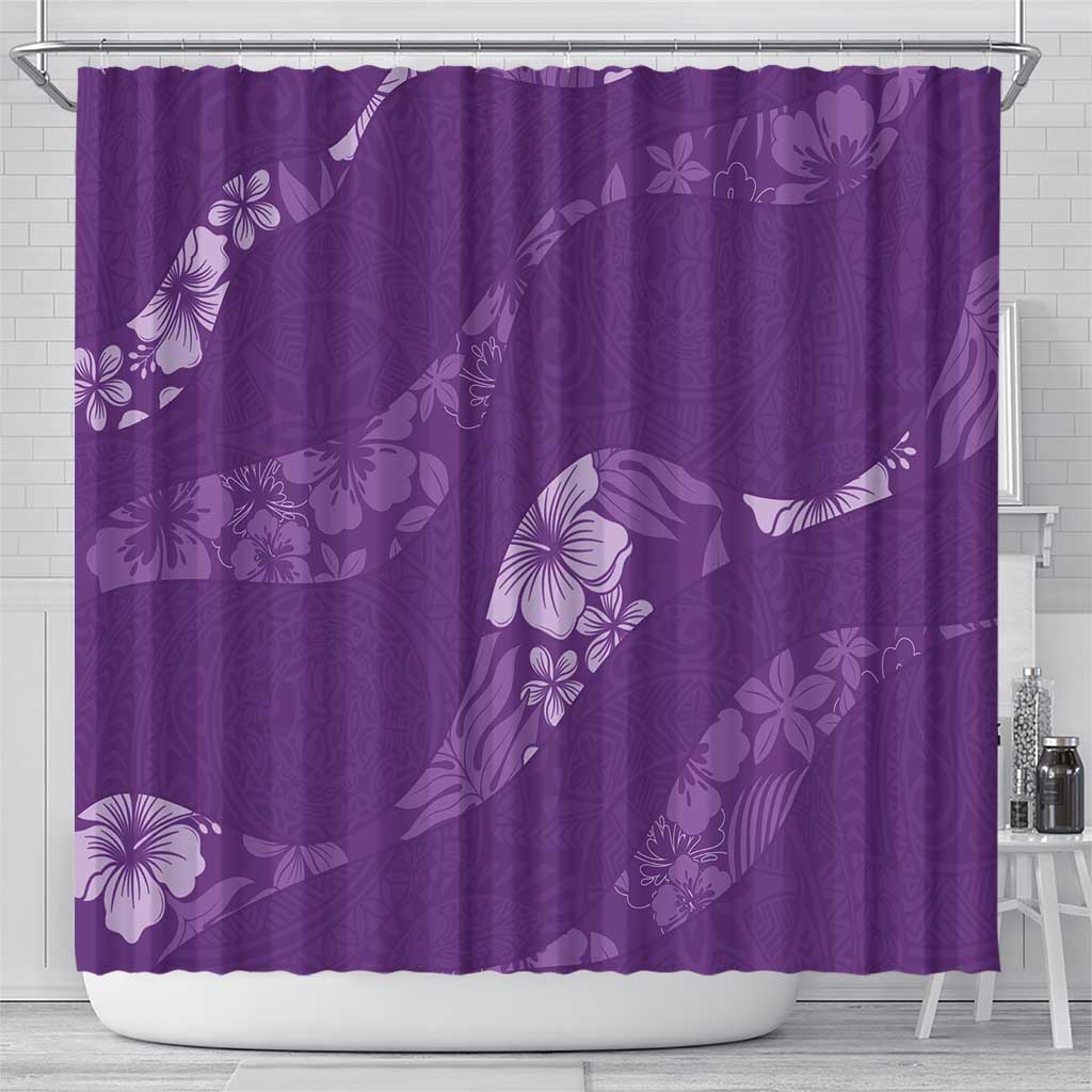 Aloha Hawaii Floral Tapa Shower Curtain Patchwork Violet - Polynesian Pride