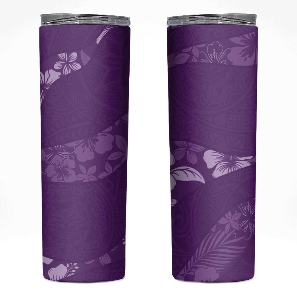 Aloha Hawaii Floral Tapa Skinny Tumbler Patchwork Violet - Polynesian Pride
