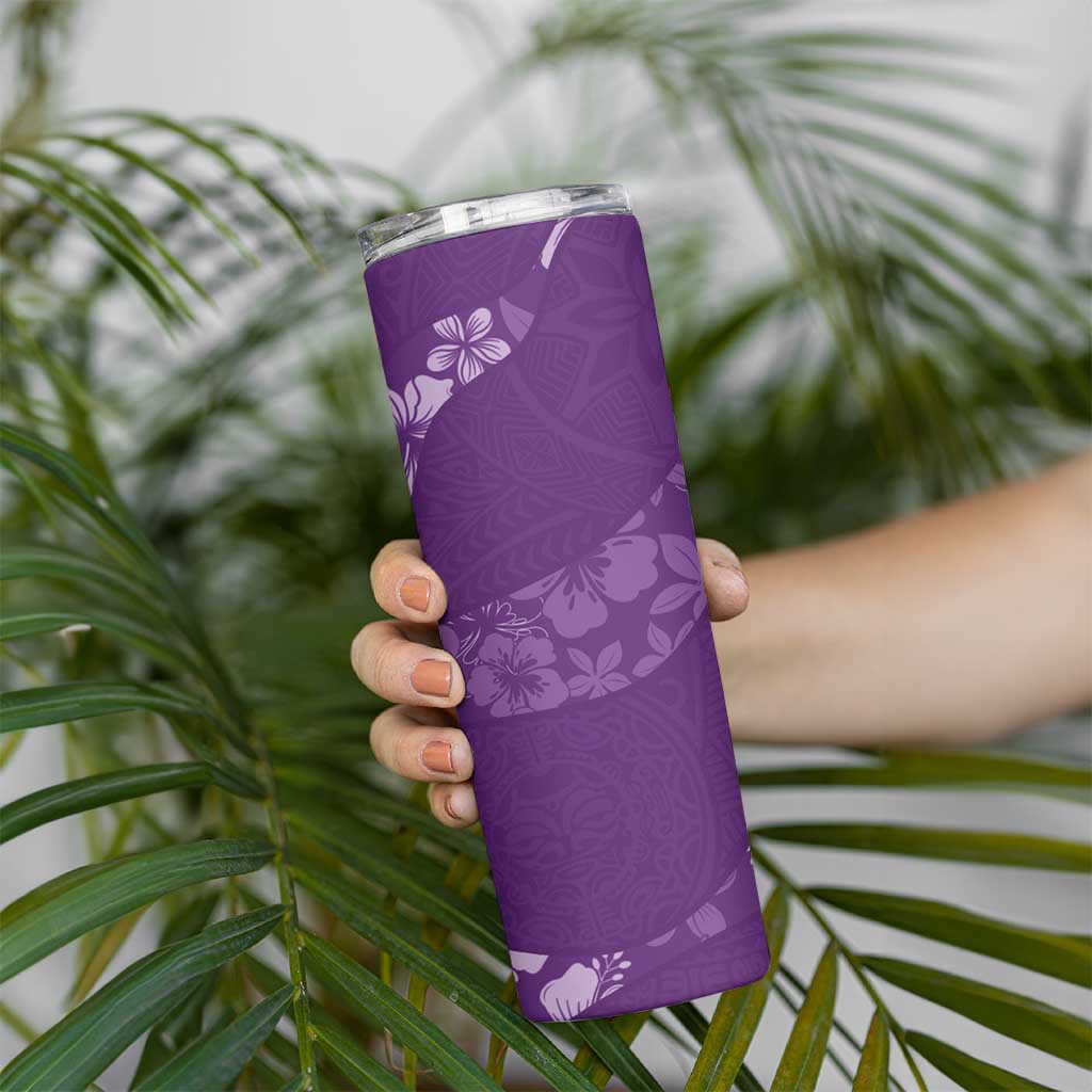 Aloha Hawaii Floral Tapa Skinny Tumbler Patchwork Violet - Polynesian Pride
