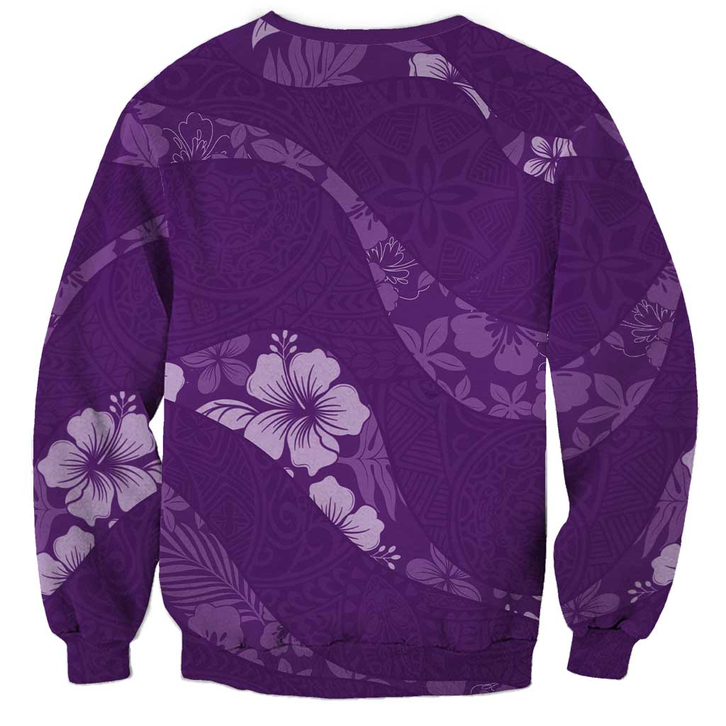 Aloha Hawaii Floral Tapa Sweatshirt Patchwork Violet - Polynesian Pride