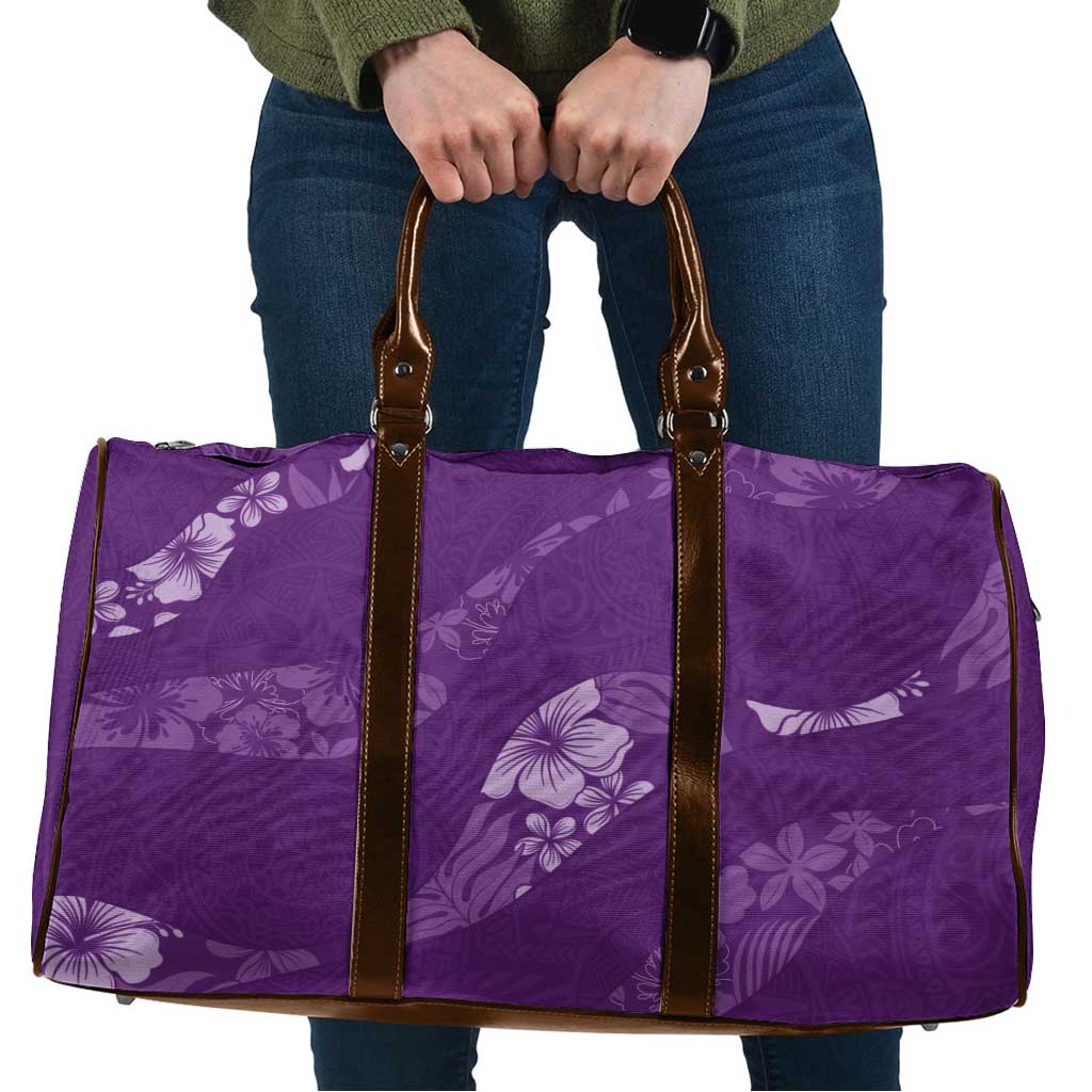 Aloha Hawaii Floral Tapa Travel Bag Patchwork Violet - Polynesian Pride