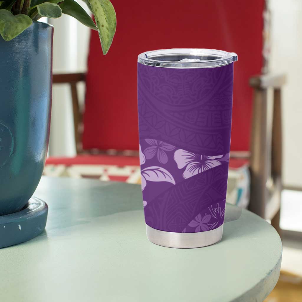 Aloha Hawaii Floral Tapa Tumbler Cup Patchwork Violet - Polynesian Pride