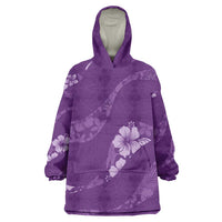 Aloha Hawaii Floral Tapa Wearable Blanket Hoodie Patchwork Violet - Polynesian Pride