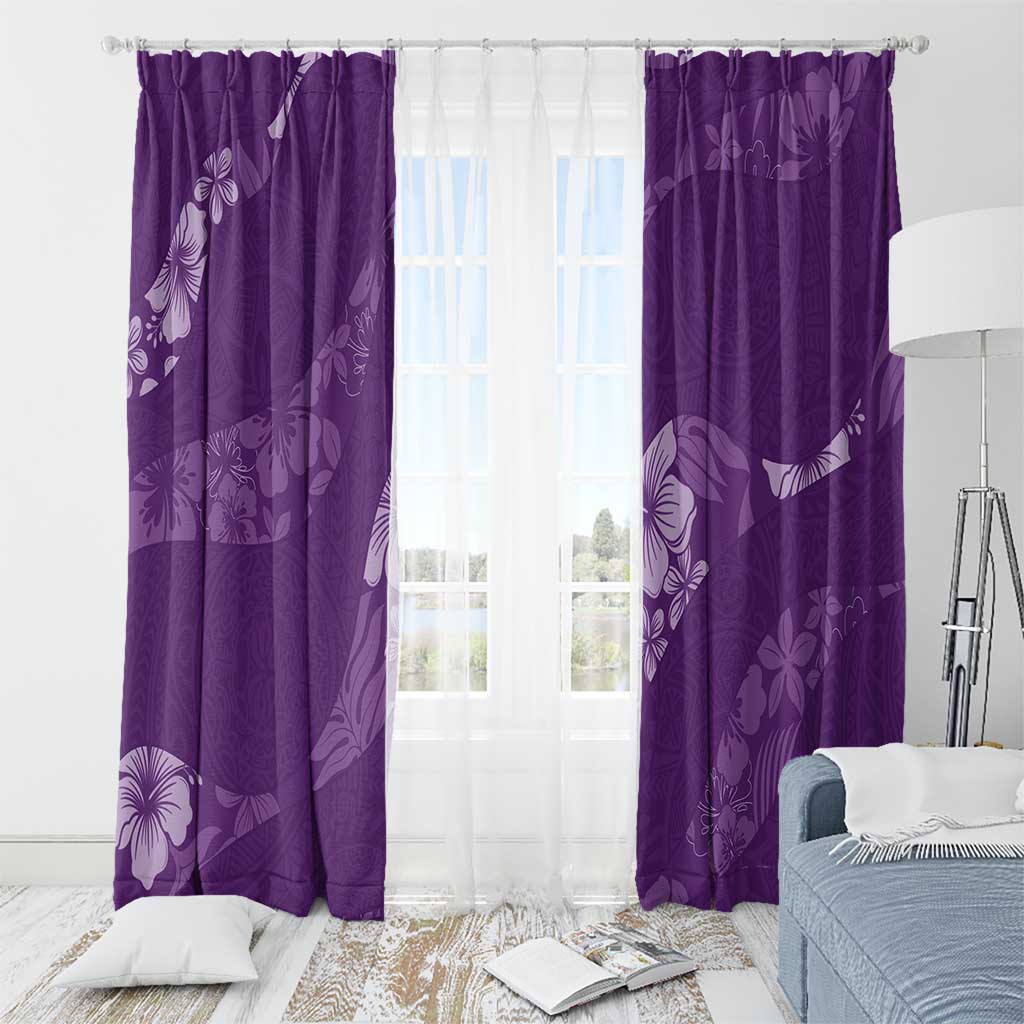 Aloha Hawaii Floral Tapa Window Curtain Patchwork Violet - Polynesian Pride
