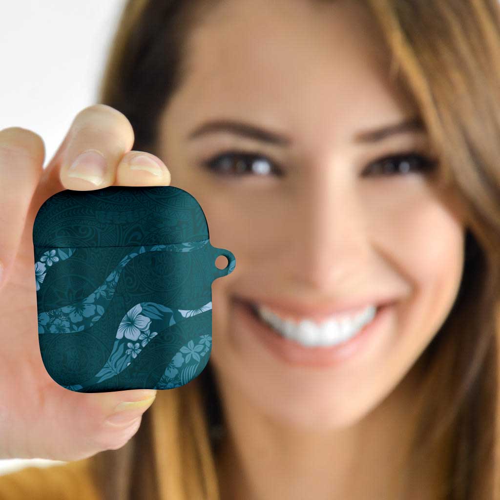 Aloha Hawaii Floral Tapa AirPods Case Patchwork Teal LT7 Teal - Polynesian Pride