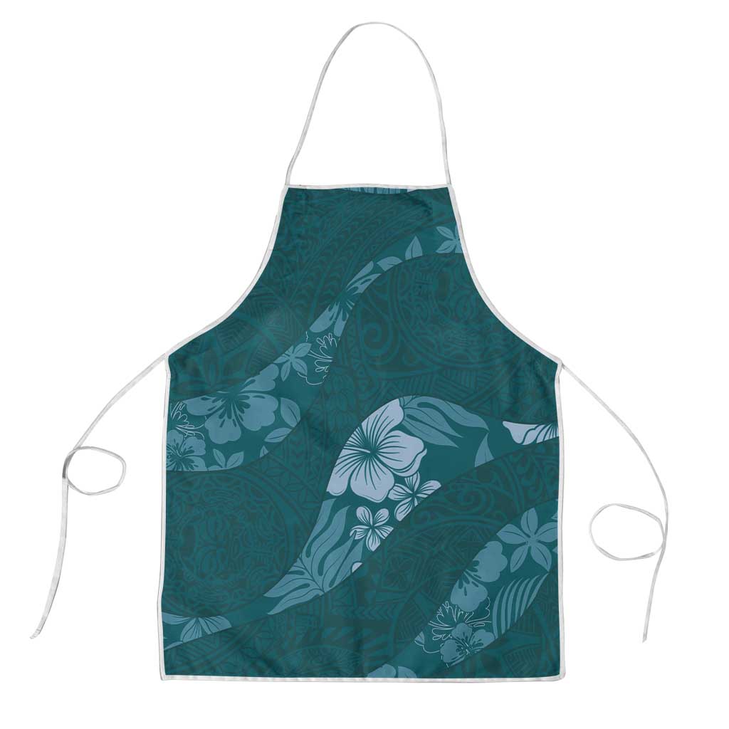 Aloha Hawaii Floral Tapa Apron Patchwork Teal - Polynesian Pride
