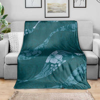 Aloha Hawaii Floral Tapa Blanket Patchwork Teal - Polynesian Pride