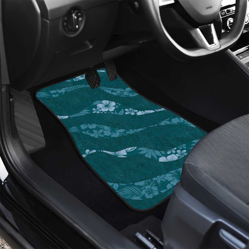 Aloha Hawaii Floral Tapa Car Mats Patchwork Teal - Polynesian Pride