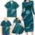 Aloha Hawaii Floral Tapa Family Matching Long Sleeve Bodycon Dress and Hawaiian Shirt Patchwork Teal - Polynesian Pride