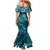 Aloha Hawaii Floral Tapa Family Matching Mermaid Dress and Hawaiian Shirt Patchwork Teal - Polynesian Pride