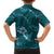 Aloha Hawaii Floral Tapa Family Matching Off Shoulder Short Dress and Hawaiian Shirt Patchwork Teal - Polynesian Pride