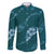 Aloha Hawaii Floral Tapa Family Matching Off Shoulder Short Dress and Hawaiian Shirt Patchwork Teal - Polynesian Pride