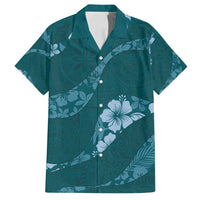 Aloha Hawaii Floral Tapa Family Matching Summer Maxi Dress and Hawaiian Shirt Patchwork Teal - Polynesian Pride