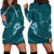 Aloha Hawaii Floral Tapa Hoodie Dress Patchwork Teal - Polynesian Pride