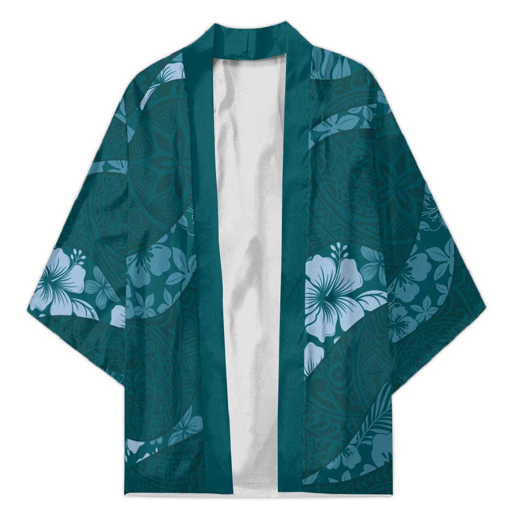 Aloha Hawaii Floral Tapa Kimono Patchwork Teal - Polynesian Pride