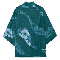 Aloha Hawaii Floral Tapa Kimono Patchwork Teal - Polynesian Pride