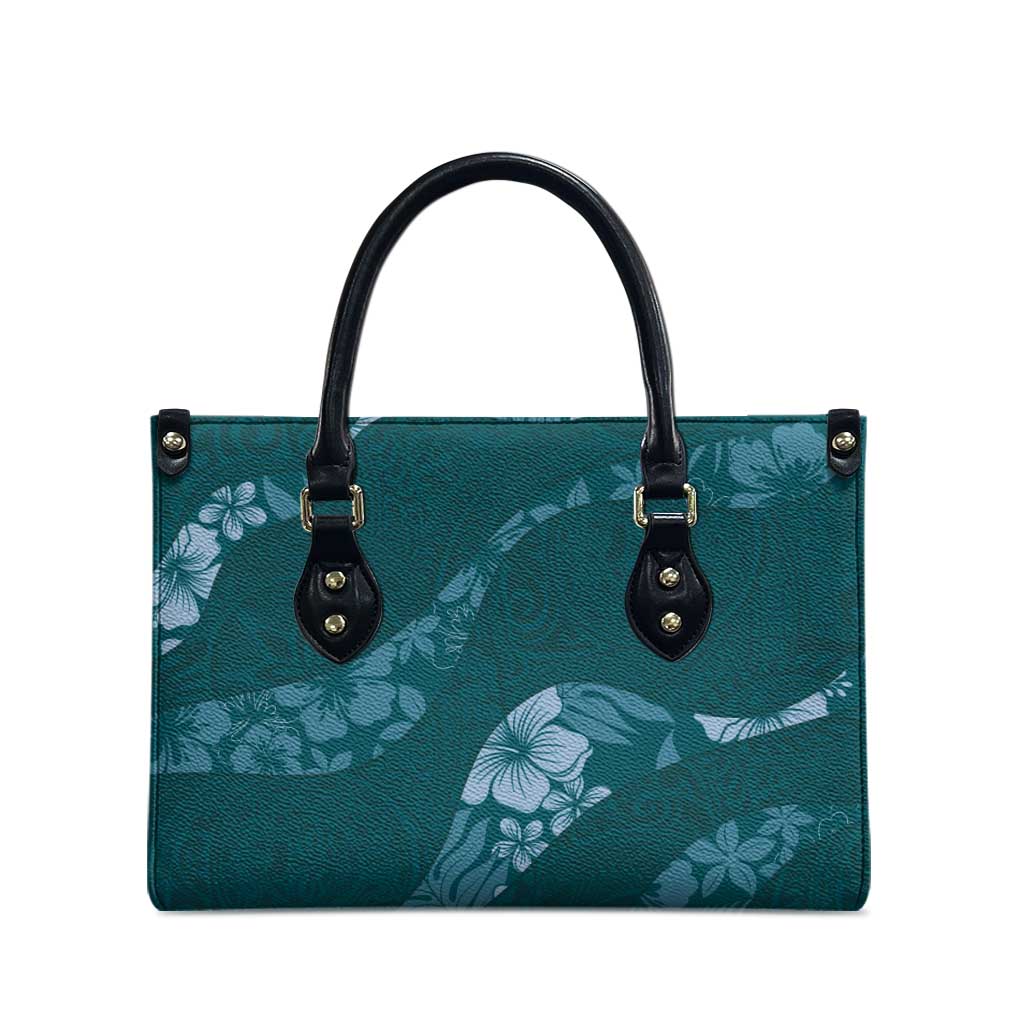 Aloha Hawaii Floral Tapa Leather Bag Patchwork Teal - Polynesian Pride