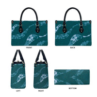 Aloha Hawaii Floral Tapa Leather Bag Patchwork Teal - Polynesian Pride