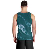 Aloha Hawaii Floral Tapa Men Tank Top Patchwork Teal - Polynesian Pride