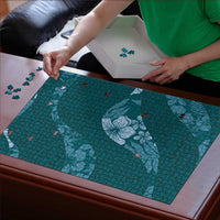Aloha Hawaii Floral Tapa Puzzle Patchwork Teal - Polynesian Pride