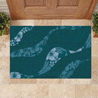 Aloha Hawaii Floral Tapa Rubber Doormat Patchwork Teal - Polynesian Pride