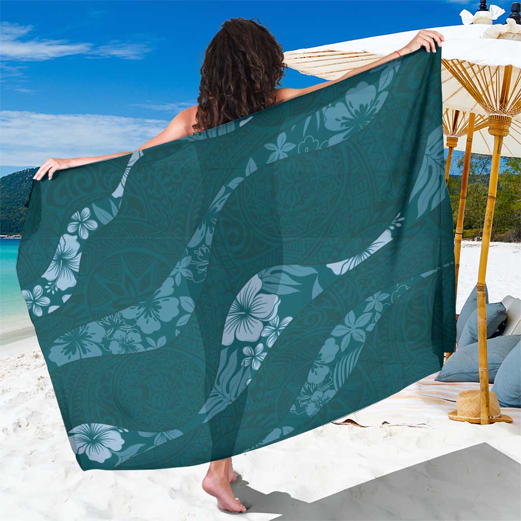 Aloha Hawaii Floral Tapa Sarong Patchwork Teal LT7 One Size 44 x 66 inches Teal - Polynesian Pride