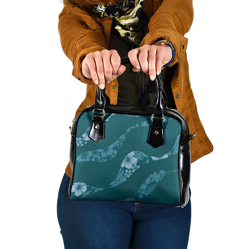 Aloha Hawaii Floral Tapa Shoulder Handbag Patchwork Teal LT7 One Size Teal - Polynesian Pride