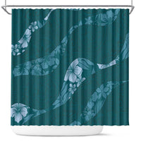 Aloha Hawaii Floral Tapa Shower Curtain Patchwork Teal - Polynesian Pride