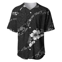 Aloha Hawaii Floral Tapa Baseball Jersey Patchwork Charcoal - Polynesian Pride