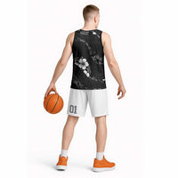 Aloha Hawaii Floral Tapa Basketball Jersey Patchwork Charcoal - Polynesian Pride