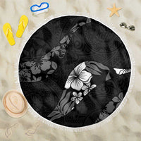 Aloha Hawaii Floral Tapa Beach Blanket Patchwork Charcoal - Polynesian Pride
