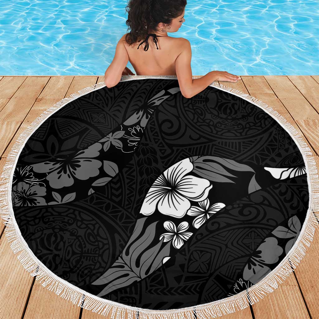 Aloha Hawaii Floral Tapa Beach Blanket Patchwork Charcoal - Polynesian Pride