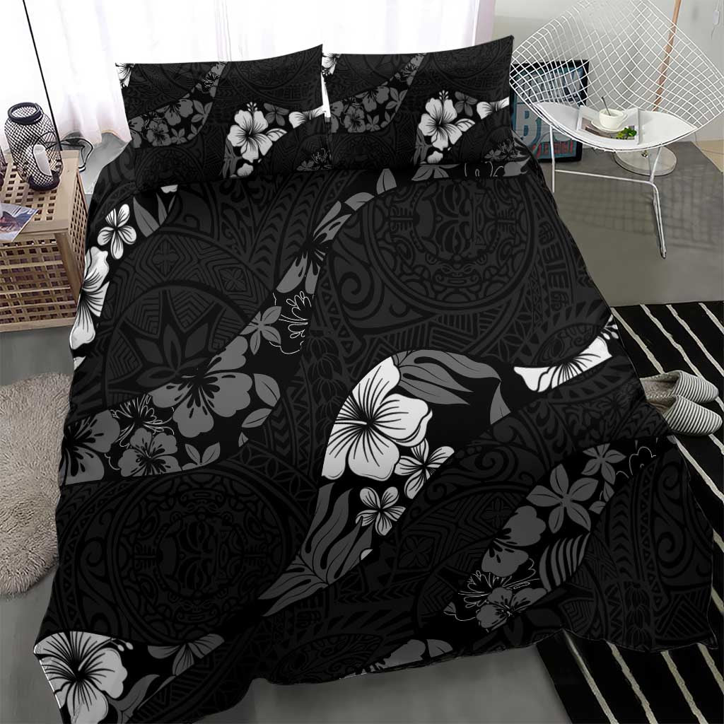 Aloha Hawaii Floral Tapa Bedding Set Patchwork Charcoal - Polynesian Pride