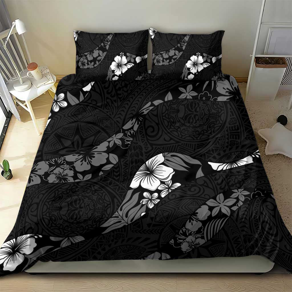 Aloha Hawaii Floral Tapa Bedding Set Patchwork Charcoal - Polynesian Pride