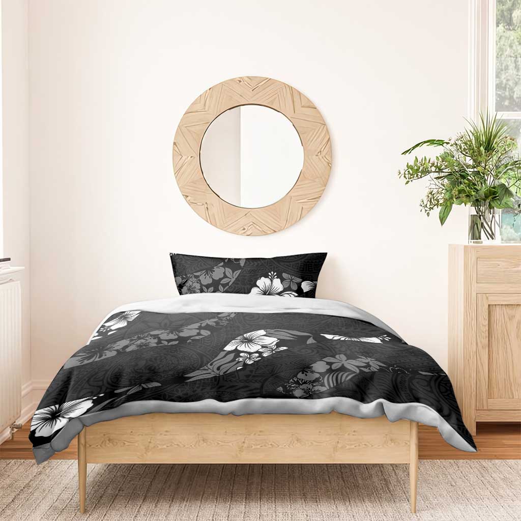 Aloha Hawaii Floral Tapa Bedding Set Patchwork Charcoal - Polynesian Pride