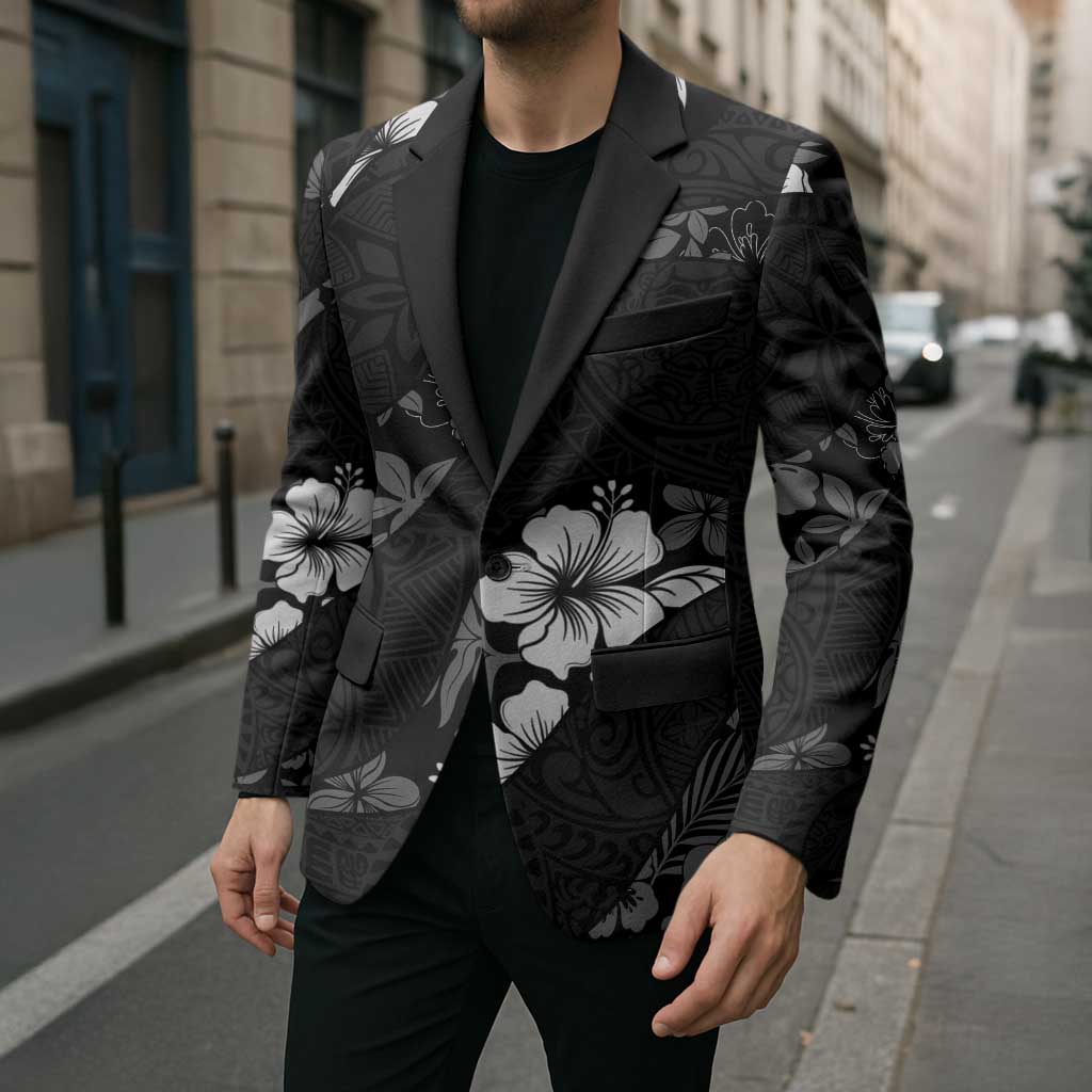 Aloha Hawaii Floral Tapa Blazer Patchwork Charcoal - Polynesian Pride
