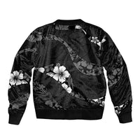 Aloha Hawaii Floral Tapa Bomber Jacket Patchwork Charcoal - Polynesian Pride