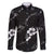 Aloha Hawaii Floral Tapa Family Matching Off The Shoulder Long Sleeve Dress and Hawaiian Shirt Patchwork Charcoal - Polynesian Pride