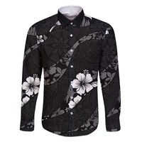 Aloha Hawaii Floral Tapa Family Matching Off Shoulder Short Dress and Hawaiian Shirt Patchwork Charcoal - Polynesian Pride