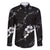 Aloha Hawaii Floral Tapa Family Matching Off Shoulder Short Dress and Hawaiian Shirt Patchwork Charcoal - Polynesian Pride