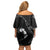 Aloha Hawaii Floral Tapa Family Matching Off Shoulder Short Dress and Hawaiian Shirt Patchwork Charcoal - Polynesian Pride