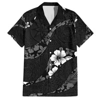 Aloha Hawaii Floral Tapa Family Matching Short Sleeve Bodycon Dress and Hawaiian Shirt Patchwork Charcoal - Polynesian Pride